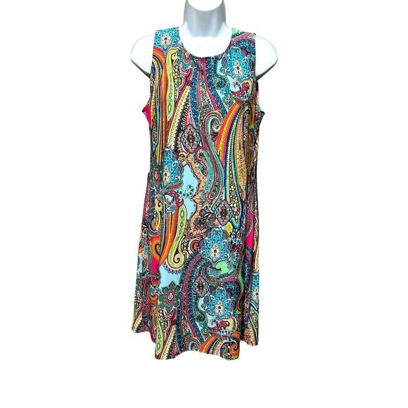 Tommy Hilfiger Women Paisley Boho Dress 8 Colorful Mod Festival Retro Resort‎ - Picture 1 of 10